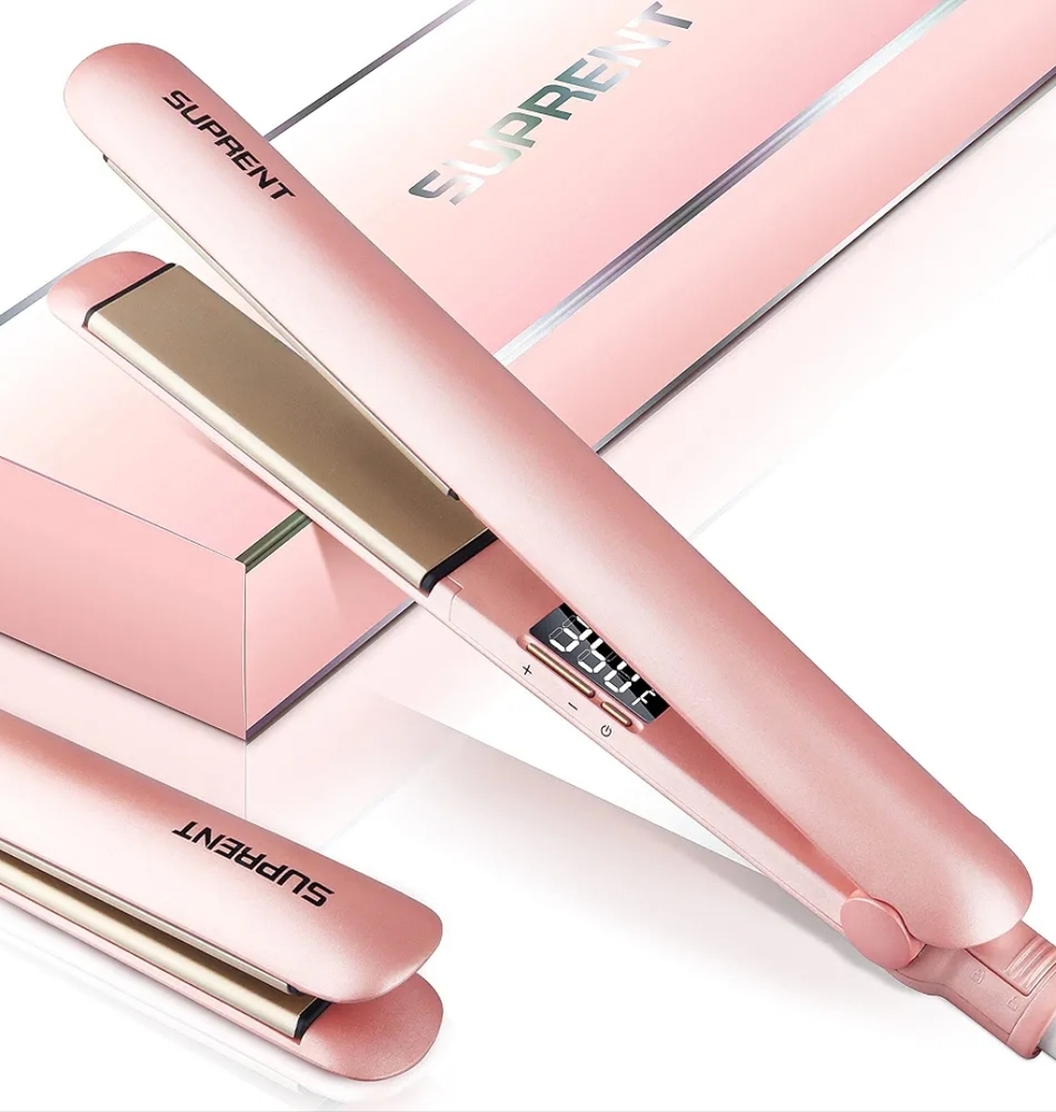 SUPRENT Hair Straightener 1 Inch Flat Iron- 2-in-1 Ceramic Straightens & Curls